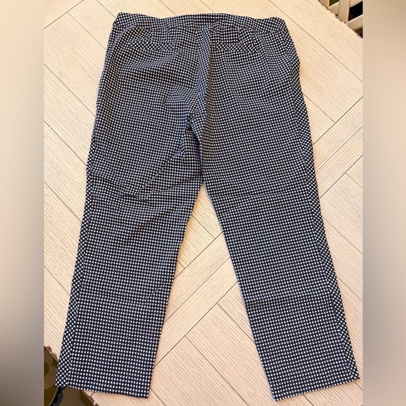 Hope & Harlow blue and white checked print ankle pants. Elastic waist. Size L - Picture 7 of 10